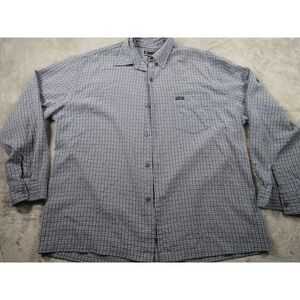 Vintage Guess Shirt Mens XL Blue Plaid Rayon Blend Button Up‎ Long Sleeve